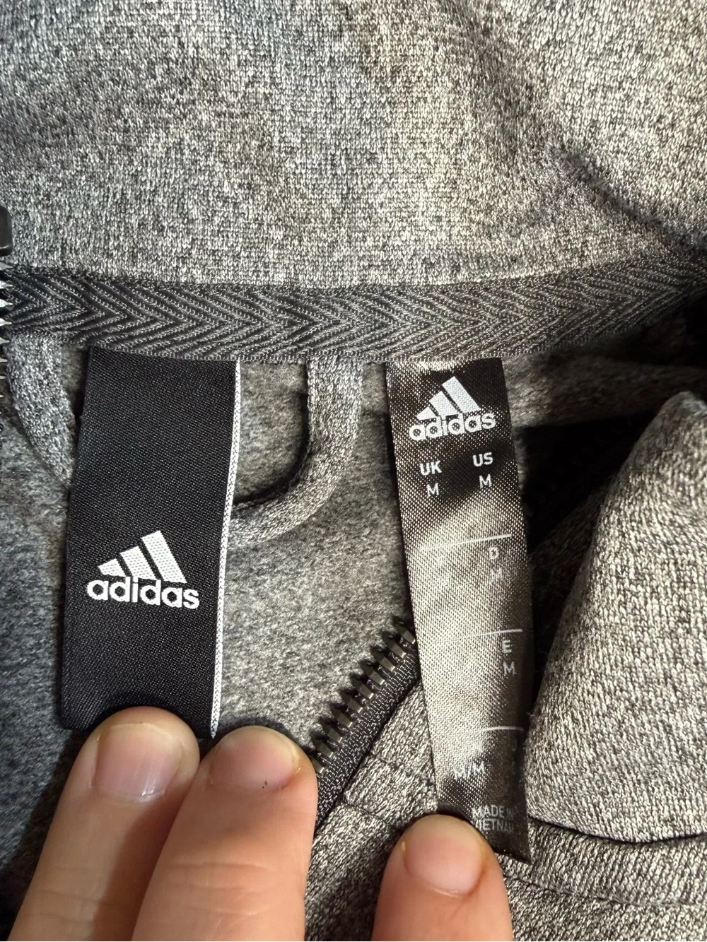 adidas Men's Light Gray Full-Zip Track Jacket with Dark Gray Stripes